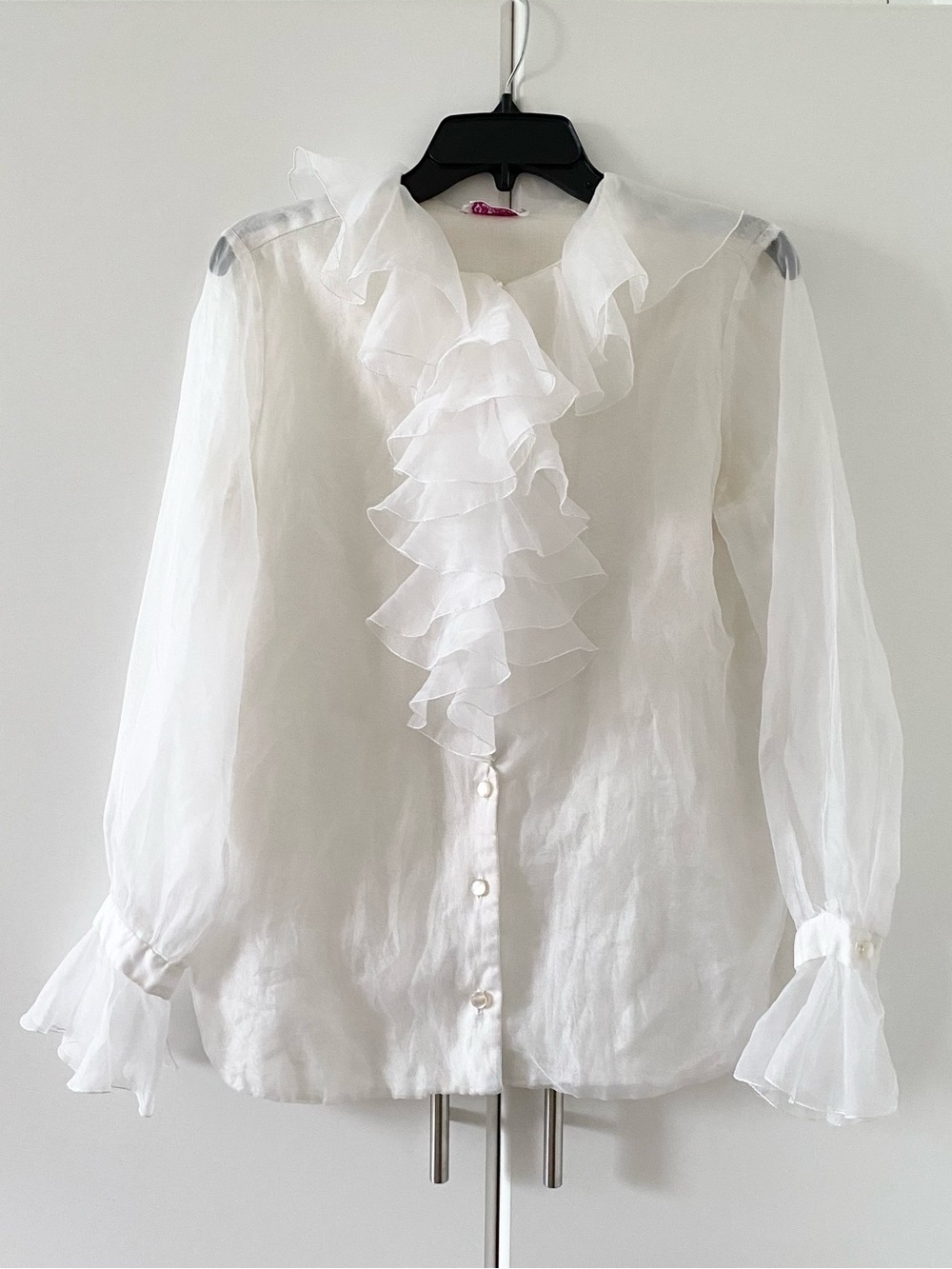 Vintage 1950’s Victorian Fashioned by Gregory Sheer Ruffle Blouse